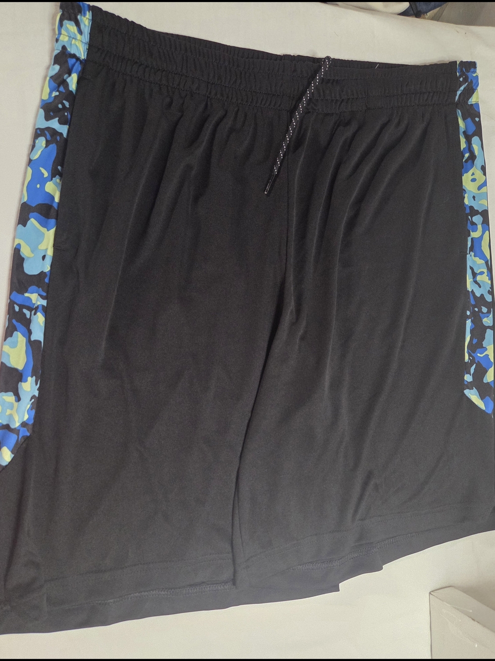 tek gear Black Athletic Shorts with Blue Camo Side Panels